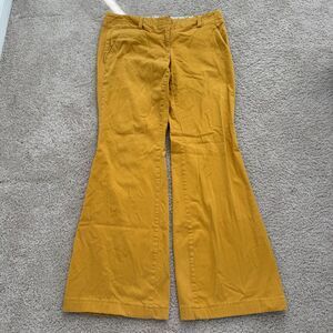 Land’s End Women’s Mustard Yellow Corduroy Flare Jean Pants Stretch Sz 12
